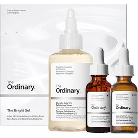 The Ordinary The Bright Set, 3-Step Regimen for Radiant, Even Skin Tone with Glycolic Acid 7% Exfoliating Toner, Alpha Arbutin 2% + HA, and Caffeine Solution 5% + EGCG | Skin Care Set