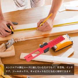 PAVIKE Woodworking Ruler, 7.9 inches (200 mm), Track Ruler, Woodworking Ruler, Precision Pocket Ruler, Small, Portable, Metal Ruler with Slide Stopper, For Marking, Measuring