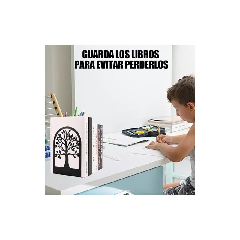 Sujetador de Libros Metal, Sujetalibros Estable y Antideslizante