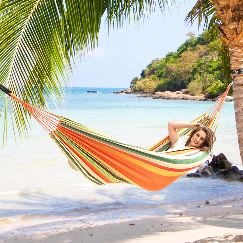 ANYOO Cotton Hammock Portable Camping Hammocks for Hanging Sturdy Garden
