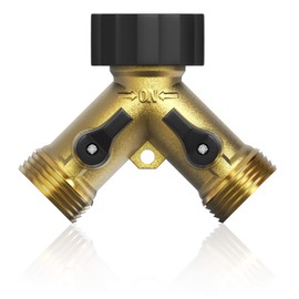 Brandson - 2-way splitter for simultaneous connection of two devices, Y-splitter, 3/4 inch water connection distributor, both outputs adjustable, heat and cold resistant