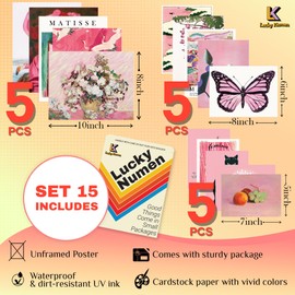 Set 15 Pink Eclectic Wall Decor, Vintage Wall Art, Eclectic Home Decor, Floral Wall Art, Painting Wall Art, Maximalist Wall Decor, Colorful Home Decor, Cottage Core Wall Decor [8x10 in UNFRAMED]