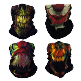 SMEHCF 4 Skull Vampire Headband Bandana Balaclava Half Face Mask Shield Head Hair Scarf Neck Gaiter Hat Multipurpose For WoMen Men Breathable Reusable Washable Red Brown Black