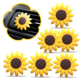 Sunflower Air Vent Clip, Sunflower Car Air Fresheners Decor, Dashboard Air Vent Trim, Cute Air Condition Vent Clip Interior Air Vent Decoration, Fragrance Present Accessories for Women (6PCS)