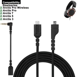 okcsc Upgraded Replacement Headphones Audio Cable for SteelSeries Arctis 3, Arctis 5, Arctis 7 Pro, Arctis Pro Wireless,Gaming Headsets Audio Cord Accessories with Detachable 3.5mm Audio Cable 5 FT