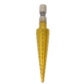 Step Drill Bit, Titanium Coated High Speed Steel Cone Cutting Drill with 1/4" Quick Change Hex Shank for Metal Wood Plastic (1/8" to 1/2")