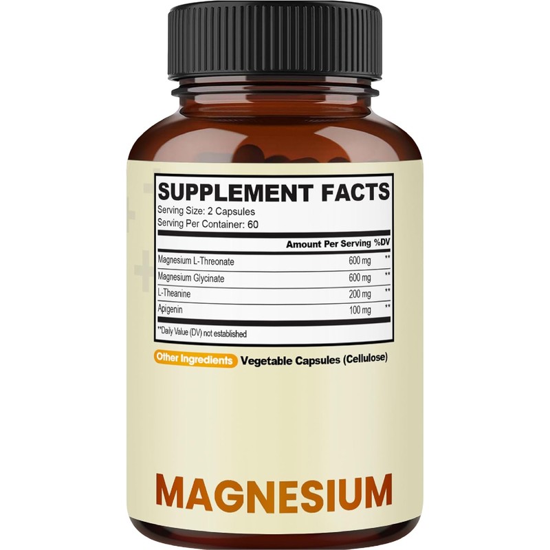 Magnesium L-Threonate Capsules with Glycinate, L-Theanine & Apigenin - 120