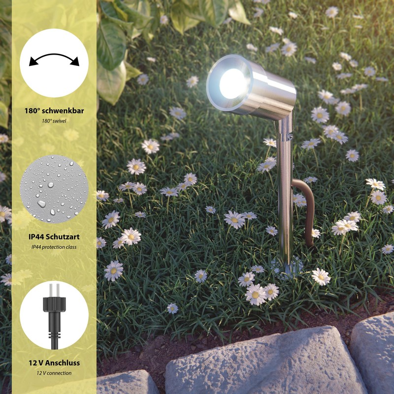 ledscom.de Small LED Garden Spotlight with Ground Spike SPICO for
