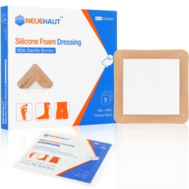 Silicone Adhesive Foam Dressing with Gentle Border 4''x4'', Bed Sore Pressure Ulcer Leg Ulcer Silicone Wound Bandage, High Absorbency Waterproof, 10 Pack by NeueHaut