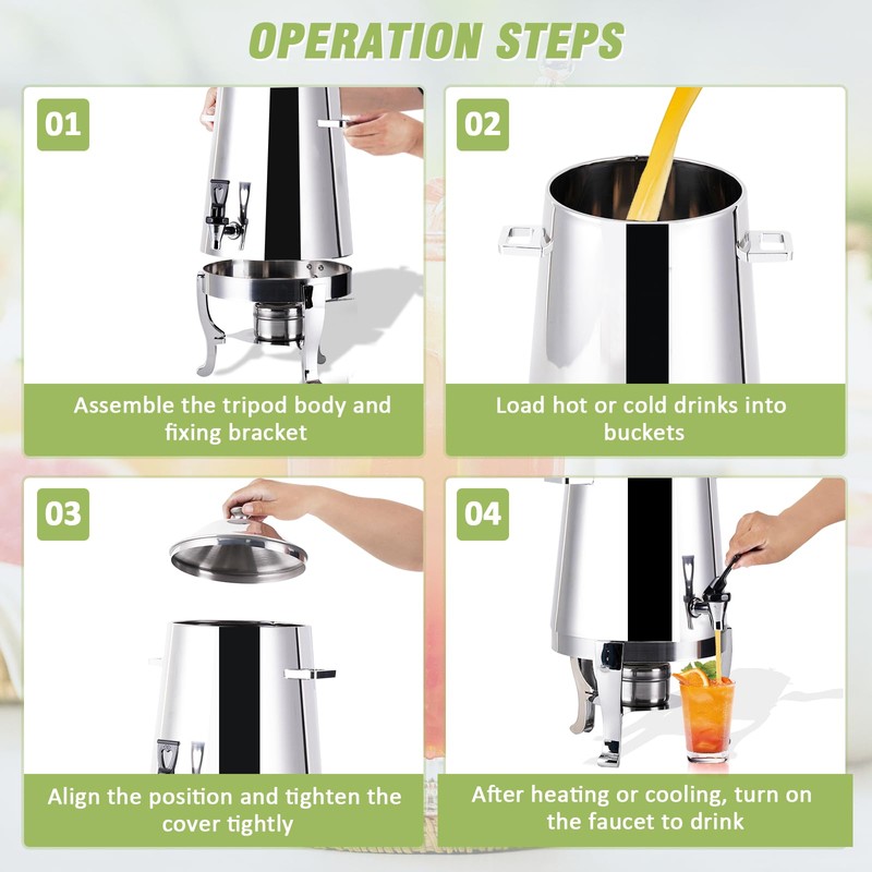 MSFULLSEA 13L Hot Beverage Dispenser Coffee Chafer Urn Stainless Steel