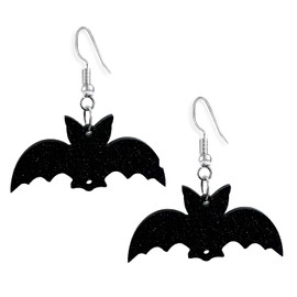 SELOVO Bat Black Acrylic Earrings Punk Gothic Fishhook Drop Dangle Earrings
