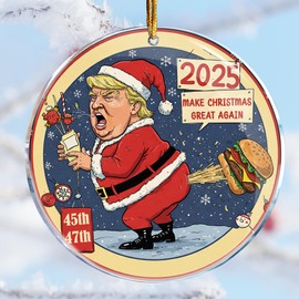 Christmas Ornaments Decorations - Gag Gifts - Nasty Naughty Gifts - White Elephant - Stocking Stuffers (Hilarious Adult Naughty Funny Farting Hamburger Make Christmas Great Again)