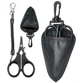 NORXUAZE 2 Pack Stainless Steel Fishing Scissors with Sheath and Lanyard for Cutter Fishing Line,black titanium Fishing Accessories,Small Braid Fishing Line clippers for saltwater and Freshwater