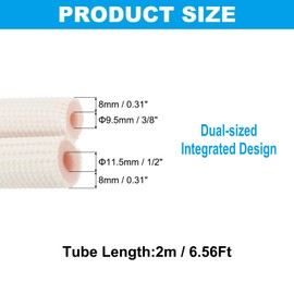 PATIKIL Pipe Insulation Foam Tube, Heat Preservation Insulated Foam Tubing for 1/4", 3/8" O.D. Mini Split Copper Line Set Water Pipes,6.56Ft(2m),White/Pink