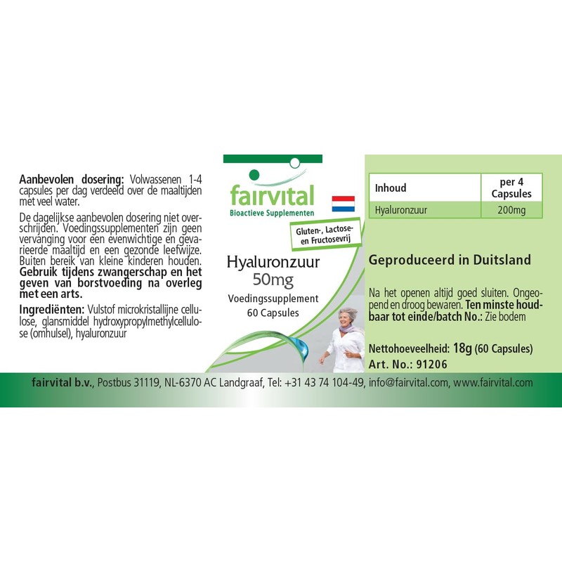 Hyaluronic Acid 50 mg - Vegan - 60 Capsules