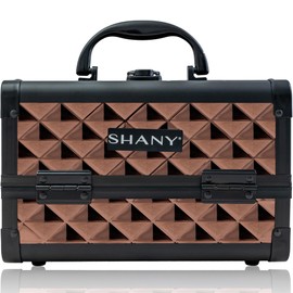 SHANY Chic Makeup Train Case Cosmetic Box Portable Makeup Case Cosmetics Beauty Organizer Jewelry storage with Locks, Multi trays Makeup Storage Box with Makeup Mirror - Copper