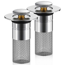 Bathroom Sink Stopper Hair Catcher, Universal Pop Up Sink Drain Filter with Stainless Steel Filter Basket, Bathroom Sink Drain Strainer:_1 PC