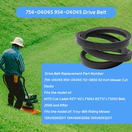 954-04045 754-04045 Deck Belt 1/2"x 109" Replacement for MTD 754-04045 954-04045 Cub Cadet LT1040 LT1042 RZT17 RZT42 Troy Bilt Toro 112-5800 LX426 LX423 LX425 RZT-42 Lawn Mower 42" Deck Belt