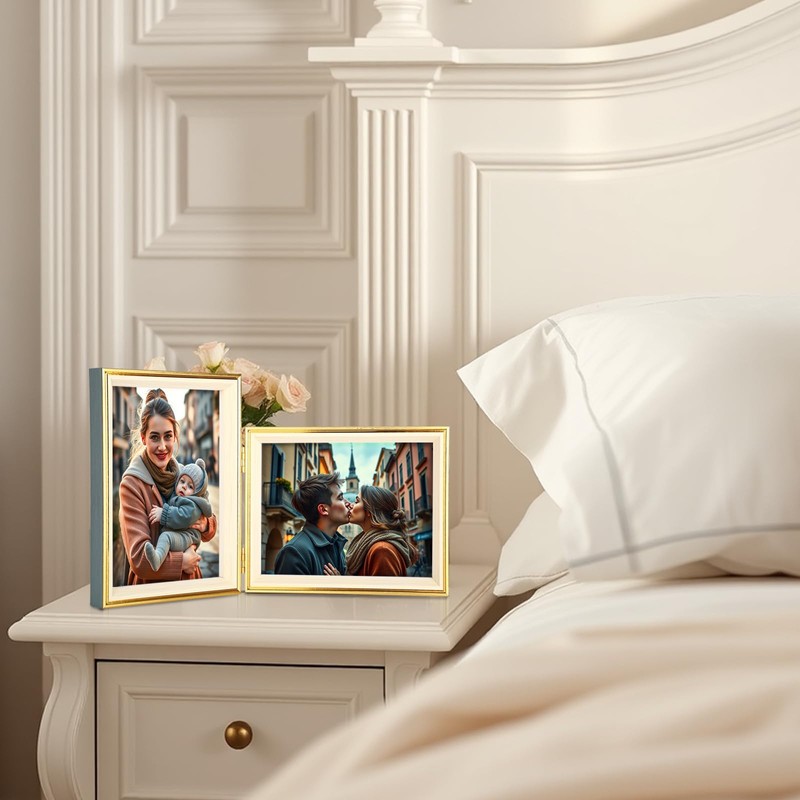Epecfan Double Picture Frame 5x7 Vertical and Horizontal Hinged Picture