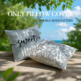 Vorysum Set of 2 Cushion Covers, 45 x 45 cm, Blue Dahlia Outdoor Cushion, Modern Cushion Cover, Flowers, Decorative Sofa Cushion, Velvet Look for Garden, Sofa, Living Room, Bed, Double-Sided Pattern