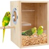 Parakeet Nesting Box Transparent Design, Natural Wood Bird Nest Breeding