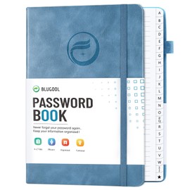 Password Book with Alphabetical Tabs, Hardcover Large Password Keeper, Password Notebook Organizer for Computer and Internet Address Website, Gifts for Home, Office, 7"x 10" - Blue