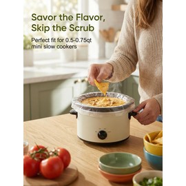 Slow Cooker Liners 9"x11" 10 Count Mini Size Disposable Pot Liners Cooking Bags Fit 0.65 qt - 1.25 qt BPA Free Fresh Locking Seal Design, Compatible with Qvin/CUPSYNC/KOOC 0.65Qt Slow Cooker