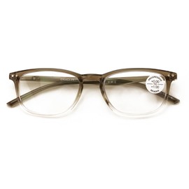 V.W.E. Lightweight Progressive Clear Bifocal Reading glasses - No Line or Bubble - Zero Power on Top Reader Translucent Slim (Brown, 2.50, x)