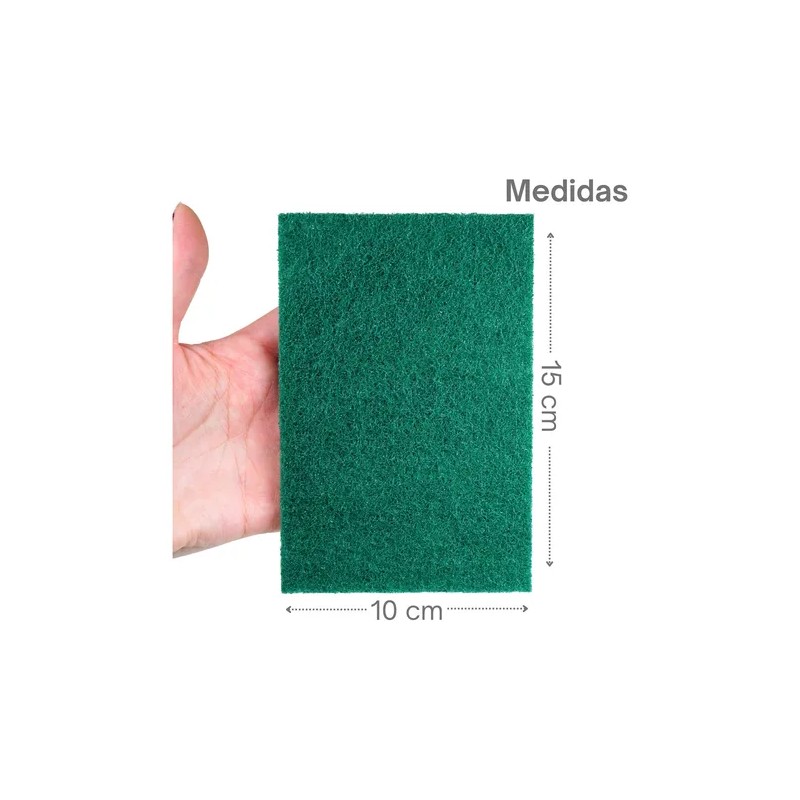 Fibra Verde Premium Para Lavar Multiuso Hogar O Trabajo 10pz
