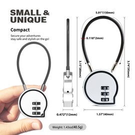 UP Security 3 Digit Combination Lock, Combo Cable Lock with Code, Small Padlock Combination with Cable, for Luggage, Suitcase, Gym Locker, Backpack Zipper, Cabinet, Mailbox, Outdoor Fence, Travel Safe