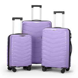 Udorich Fashionable 3-in-1 Trolley Case for Effortless Travel, Unique V-Stripe Design, Available in Taro Purple, 20in/24in/28in Sizes