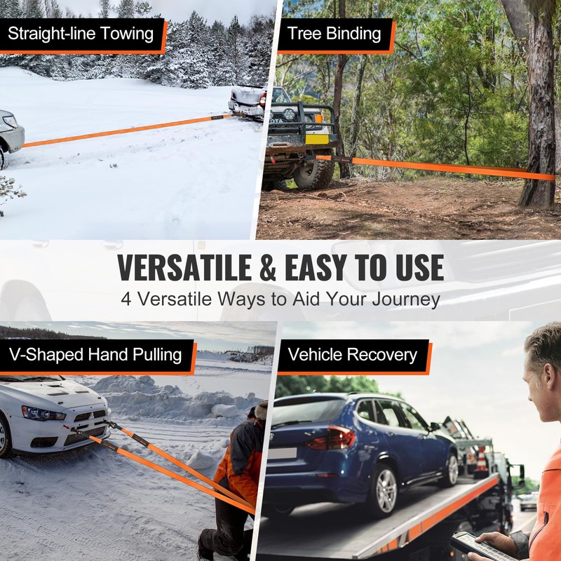 VEVOR Off-Road Recovery Kit, 3" x 30' Tow Straps Heavy
