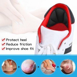 Back of Heel Cushion Pads, Adhesive Heel Grips Inserts for Loose Shoes, Shoe Slip, Heel Pain and Blister, 8PCS-Black