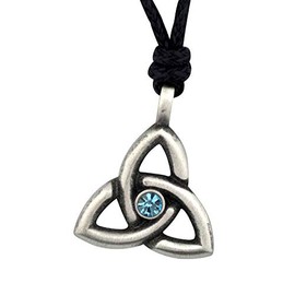 VILLAGE GIFT IMPORTERS Celtic Knot Birthstone Necklace | Crystal Centerpiece | 12 Colors | Irish Jewelry (March - Light Blue Aquamarine)