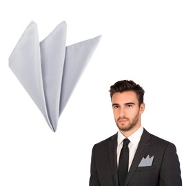 The Tie Co™ Satin Polyester Pocket Square – 28x28cm Handkerchief/Hanky for Suit Jackets, Weddings, Formal & Business Wear - Light Grey