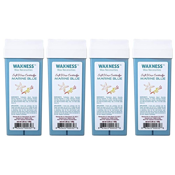 Waxness Wax Necessities Marine Blue Polymer Soft Wax Cartridge 3.38 Ounces Pack of 4