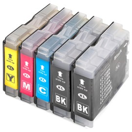 ESMONLINE 5 Compatible Printer Cartridges to Replace Brother LC-1000 LC-970 DCP 130C 135C 150C 330C 350C 540CN 560CN 750CW 770CW MFC 235C 240C 260C 3360C 440CN 465CN 5460 CN 5860. CN CN 660CN 680CN