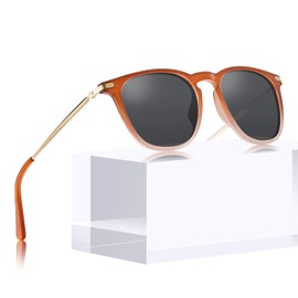 TSEBAN Vintage Polarised Women's Sunglasses Women Blue Light Filter Glasses, Acetate Frame & UV 400 Protection, D - Leopard Frame; Lens: Grey