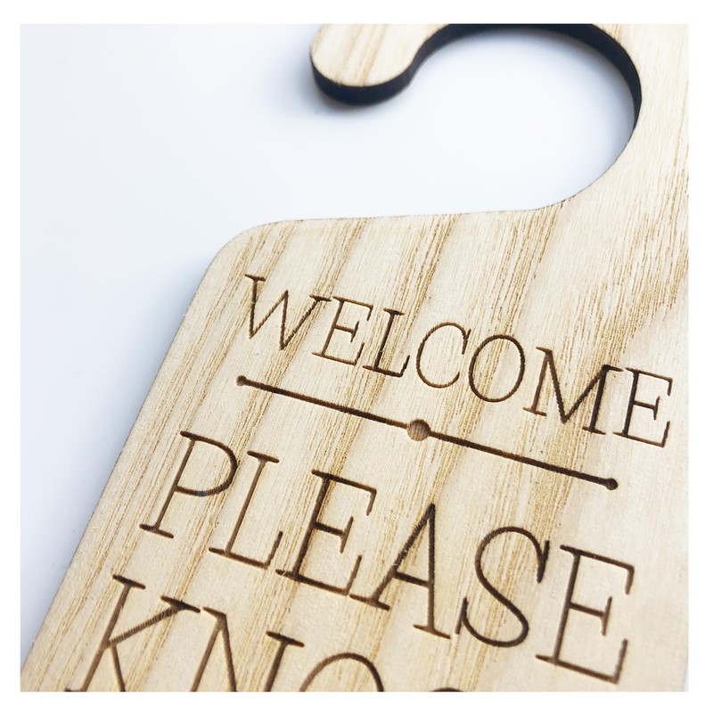 Double Sided Door Sign Welcome Please Knock & Please Do