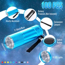 VIHOSE 100 Pcs Mini Flashlights Bulk Valentines Classroom Gifts Flashlight Aluminum LED Handheld Torches for Party Favors Night Reading Camping Emergency Gifts, Batteries Not Included(Bright Color)