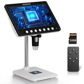 Coin Microscope for Error, 7'' LCD Magnifying Glass with Light, 1200X & 1080P Soldering Microscope, 32GB Coin Magnifier with 8 Adjustable LED Lights, Cool Gadgets Microscopes for Coins, Jewelry