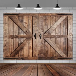 Wooden Barn Door Backdrop Background for Photography Garage Door Photo Backdrop Wood Farmhouse for Photoshoot Background Screen Rustic Wooden Video Recording Parties Curtain 8 x 6 ft Multi1