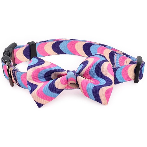 COSYHOMELONDON patterned Dog Collar with Bowtie, Durable Adjustable and Comfortable
