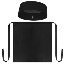 DiULi Cooking Apron, 2 Waiter's Apron for Men and Women with Hat Pockets, Large Short Chef Aprons 66.5 x 65.5 cm, Apron for Cooking, Cleaning, Painting, Gardening, Waiter's Apron Black Pack of 2