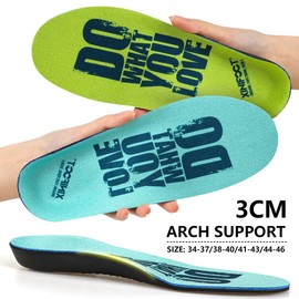 XINIFOOT 2 Pairs Arch Support Shoe Insoles, Comfort Orthotic Inserts for Flat Feet, Feet Pain, Pronation, Running Insoles for Men and Women (Blue + Green)