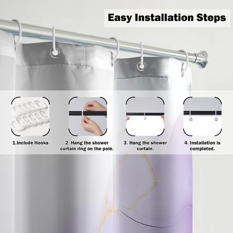 VentuCoven Marble Shower Curtain Purple Marble Shower Curtain for Room