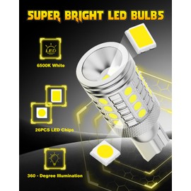 912 921 T15 906 922 W16W LED Backup Reverse Lights 6500K White, 800% Brighter Than Halogen Bulb, CANBUS Error Free, All Aviation Aluminum Material Design, Pack of 2