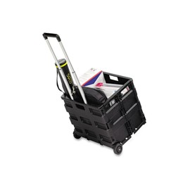 Safco 4054BL Stow and Go Rolling Cart 16-1/2 x 14-1/2 x 39 Black
