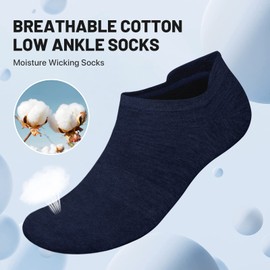 SIMIYA Ankle Socks Mens Trainer Socks Breathable Cotton Low Cut Socks (6 Pairs) Non Slip No Show Socks with Arch Support, Navy, 6-10