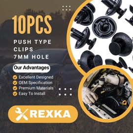 Rexka 10pcs Bumper Radiator Support Splash Shield Fender Liner Engine Grill Push Type Retainer Clips 7mm Hole for Toyota Lexus 90467-07211 4Runner Avalon Camry Land Cruiser Prius GX460 IS250 RX350